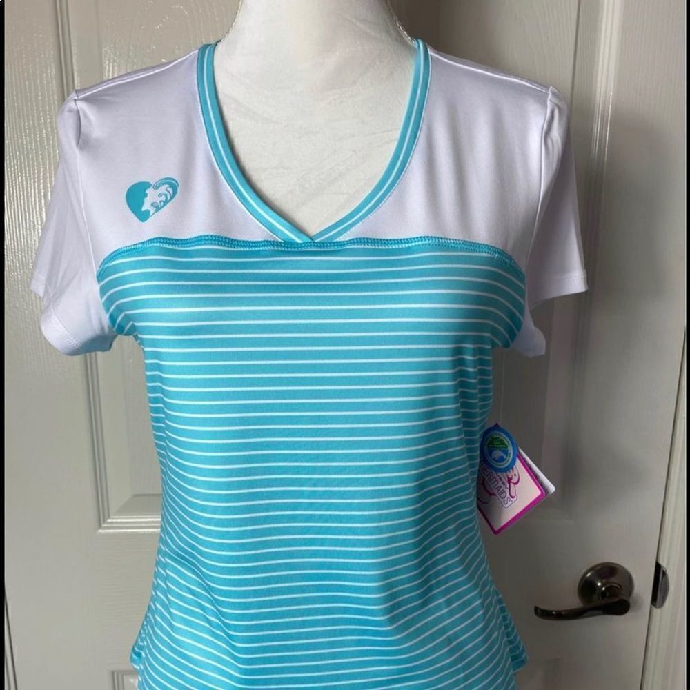 NWT CHUBBY MERMAID JUNIOR  STRIPED BLUE/WHITE TOP